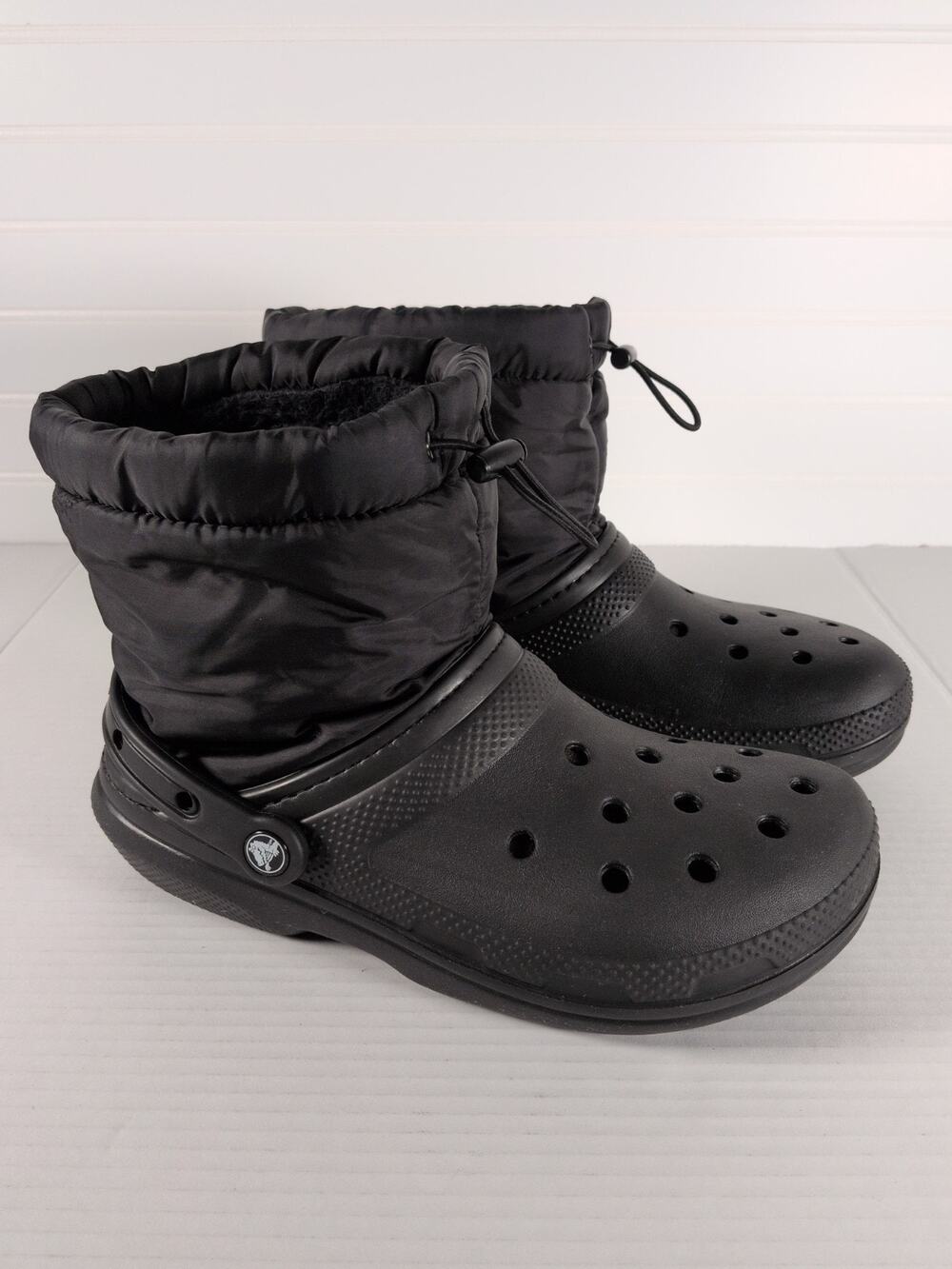 CROCS Classic Lined Neo Puff Boots Black Winter Insulated Bungee Snow M7/W9